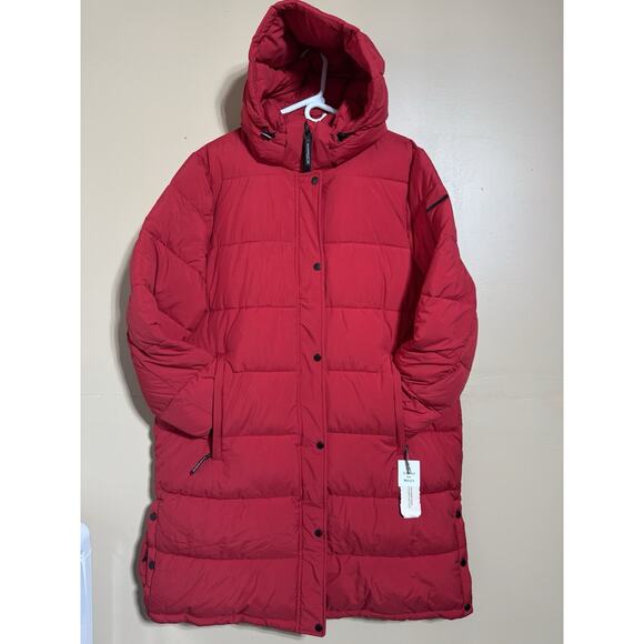 BCBGeneration Hooded Thumbhole-Cuff Puffer Coat XXL Red Women’s Feather Free - Picture 1 of 10